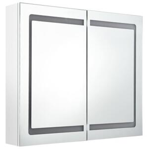 Szafka łazienkowa z lustrem i LED, lśniąca biel, 80x12x68 cm