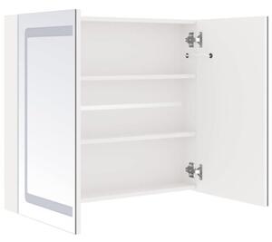 Szafka łazienkowa z lustrem i LED, lśniąca biel, 80x12x68 cm