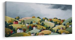 Obraz kolorowe wzgórza pod chmurami