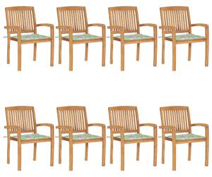 Sztaplowane krzesła ogrodowe z poduszkami, 8 szt., tekowe