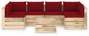 7-cz. zestaw wypoczynkowy do ogrodu, z poduszkami, drewniany