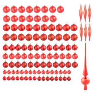 112-częściowy zestaw ozdób choinkowych, w kilku kolorach-czerwony
