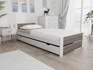 Łóżko IKAROS DOUBLE 90 x 200 cm, biały/dąb truflowy Stelaż: Ze stelażem listwowym elastycznym, Materac: Bez materaca