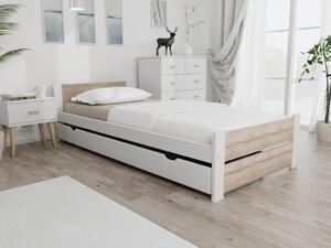 Łóżko IKAROS DOUBLE 90 x 200 cm, biały/dąb sonoma Stelaż: Ze stelażem listwowym elastycznym, Materac: Bez materaca