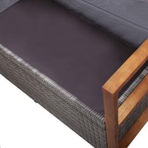 Ławka ze schowkiem, 115 cm, rattan pe i drewno akacjowe, szara