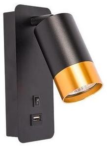 Illumaxx Reflektor ścienny z ładowarką USB 1xGU10/35W/230V czarny/złoty OS0017