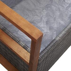 Ławka ze schowkiem, 115 cm, rattan pe i drewno akacjowe, szara