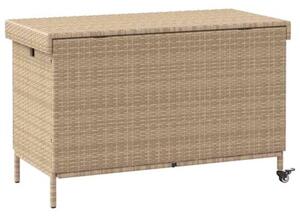 Skrzynia ogrodowa z kółkami, beż, 110x55x73 cm, polirattan