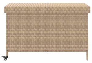 Skrzynia ogrodowa z kółkami, beż, 110x55x73 cm, polirattan