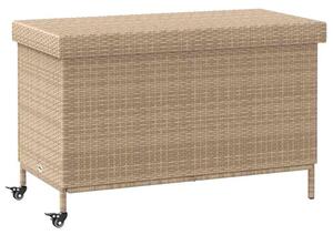 Skrzynia ogrodowa z kółkami, beż, 110x55x73 cm, polirattan