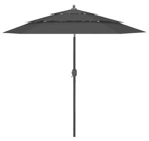 3-poziomowy parasol na aluminiowym słupku, czarny, 2,5 m