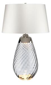 Szara lampa stołowa Lena - szklana podstawa, jasny abażur, Dual-Lit