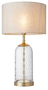Szklana lampa stołowa Wistow - klasyczna, złote detale