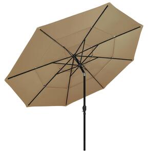 3-poziomowy parasol na aluminiowym słupku, kolor taupe, 3,5 m