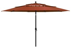3-poziomowy parasol na aluminiowym słupku, terakotowy, 3,5 m
