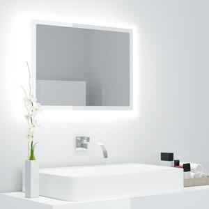 Lustro łazienkowe z LED, białe na wysoki połysk, 60x8,5x37 cm