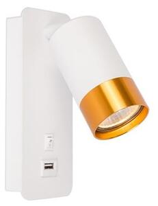 Illumaxx Reflektor ścienny z ładowarką USB 1xGU10/35W/230V biały/złoty OS0023