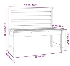 Ławka ogrodowa, biała, 109 cm, lite drewno sosnowe