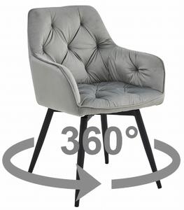 Obrotowe krzesło jadalniane JORK360 VELVET, jasnoszare