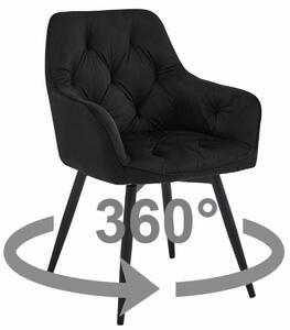 Obrotowe krzesło jadalniane JORK360 VELVET, czarne