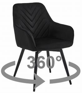 Obrotowy fotel jadalniany NANA360 VELVET, czarny