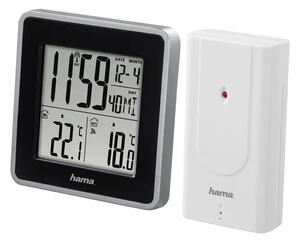 Hama Hama - Stacja pogodowa z wyświetlaczem LCD i budzikiem 2xAA czarno/szara HM0115