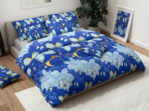 Bawełniana pościel BLUE BUTTERFLY ciemnoniebieska Rozmiar pościeli: 2 szt 70 x 90 cm | 200 x 220 cm