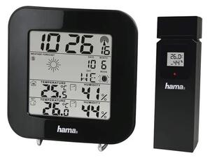 Hama Hama - Stacja pogodowa z wyświetlaczem LCD i budzikiem 2xAA czarna HM0116