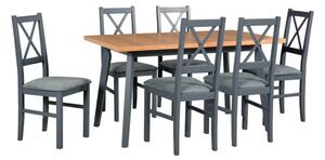 MebleMWM Zestaw stół i 6 krzeseł drewnianych OSLO 10 + NILO 10