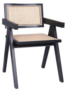 Krzesło drewniane Stella dark z plecionką wiedeńską, rattan
