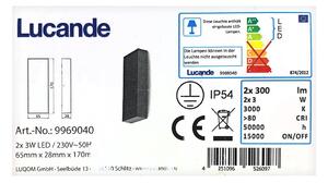 Lucande Lucande - LED Kinkiet zewnętrzny CORDA 2xLED/3W/230V IP54 LW0264