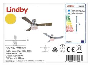 Lindby Lindby - Wentylator sufitowy ALVIN 2xE14/40W/230V LW1127