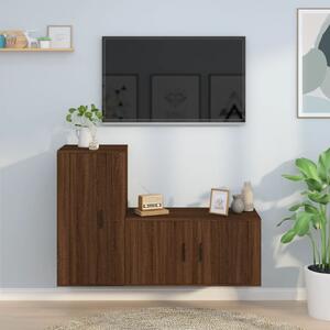 Zestaw 2 szafek pod TV, brązowy dąb, materiał drewnopochodny