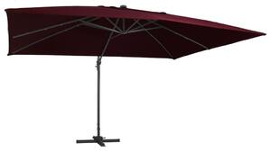 Parasol wiszący z LED, bordowy, 400x300 cm