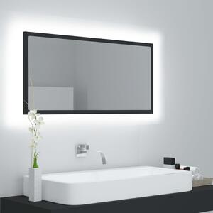 Lustro łazienkowe z LED, szare, 90 x 8,5 x 37 cm, płyta wiórowa