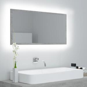 Lustro łazienkowe z LED, szarość betonu, 90x8,5x37 cm, płyta