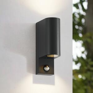 Lampa zewnętrzna z czujnikiem ruchu Palina Lindby, możliwość ściemniania, czarny, aluminium, nowoczesny