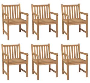 Krzesła ogrodowe z zielonymi poduszkami, 6 szt., drewno tekowe