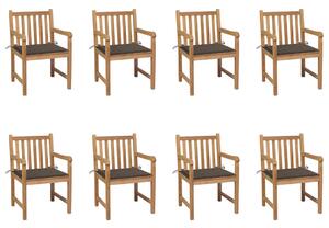 Krzesła ogrodowe, 8 szt., poduszki taupe, drewno tekowe