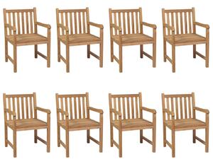 Krzesła ogrodowe z beżowymi poduszkami, 8 szt., drewno tekowe