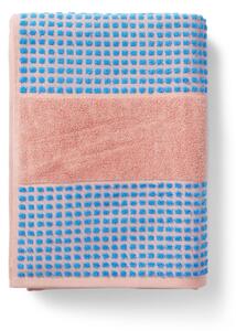 Niebiesko-różowy ręcznik z bawełny organicznej frotte 50x100 cm Check – JUNA