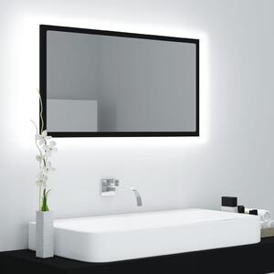 Lustro łazienkowe LED, czarne, 80x8,5x37 cm, płyta wiórowa