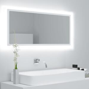 Lustro łazienkowe z LED, białe, 100x8,5x37 cm, płyta wiórowa