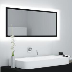 Lustro łazienkowe z LED, czarne, 100x8,5x37 cm, płyta wiórowa