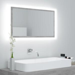 Lustro łazienkowe z LED, szarość betonu, 80x8,5x37 cm, płyta