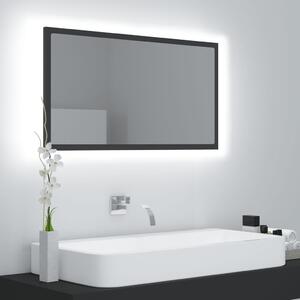 Lustro łazienkowe z LED, szare, 80x8,5x37 cm, płyta wiórowa