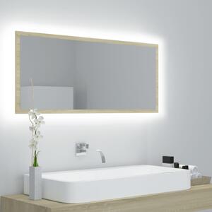 Lustro łazienkowe z LED, kolor dąb sonoma, 100x8,5x37 cm, płyta