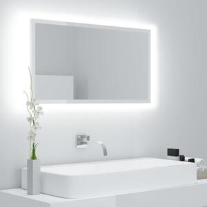 Lustro łazienkowe LED, wysoki połysk, białe, 80x8,5x37 cm