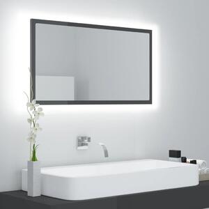 Lustro łazienkowe LED, wysoki połysk, szare, 80x8,5x37 cm