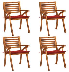 Krzesła ogrodowe z poduszkami, 4 szt., lite drewno akacjowe